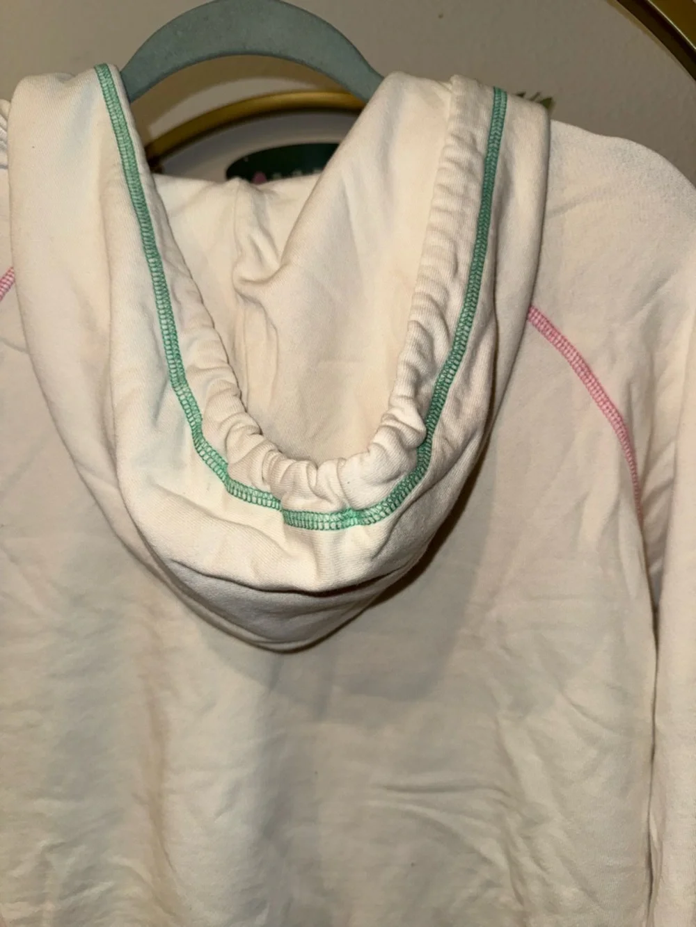 Sunwashed White Hoodie Sweater with Yellow Heart Accent - Picture 3 of 3